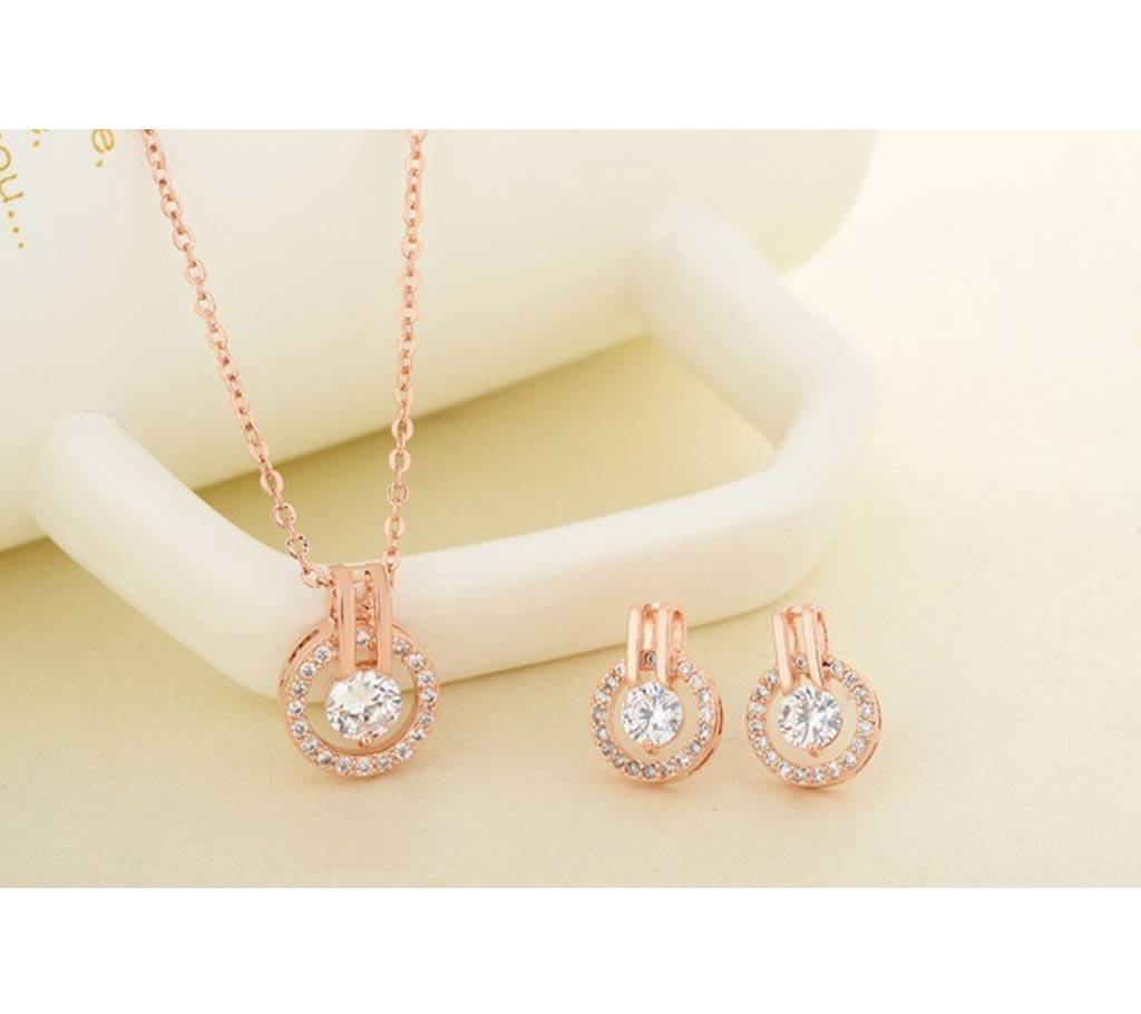Chia Fashion Rose Gold Crystal Necklace Set (by Pink Point - CHIA70) বাংলাদেশ - 688311
