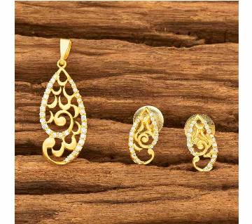 CZ DELICATE PENDANT SET WITH GOLD PLATING 57820 (by Pink Point - KJ57820)
