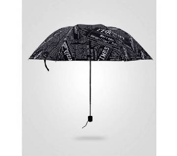 Black Fast Drying Newspaper Print Design Umbrella