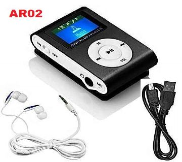 AR02 Mini MP3 মিউজিক প্লেয়ার With Display Black