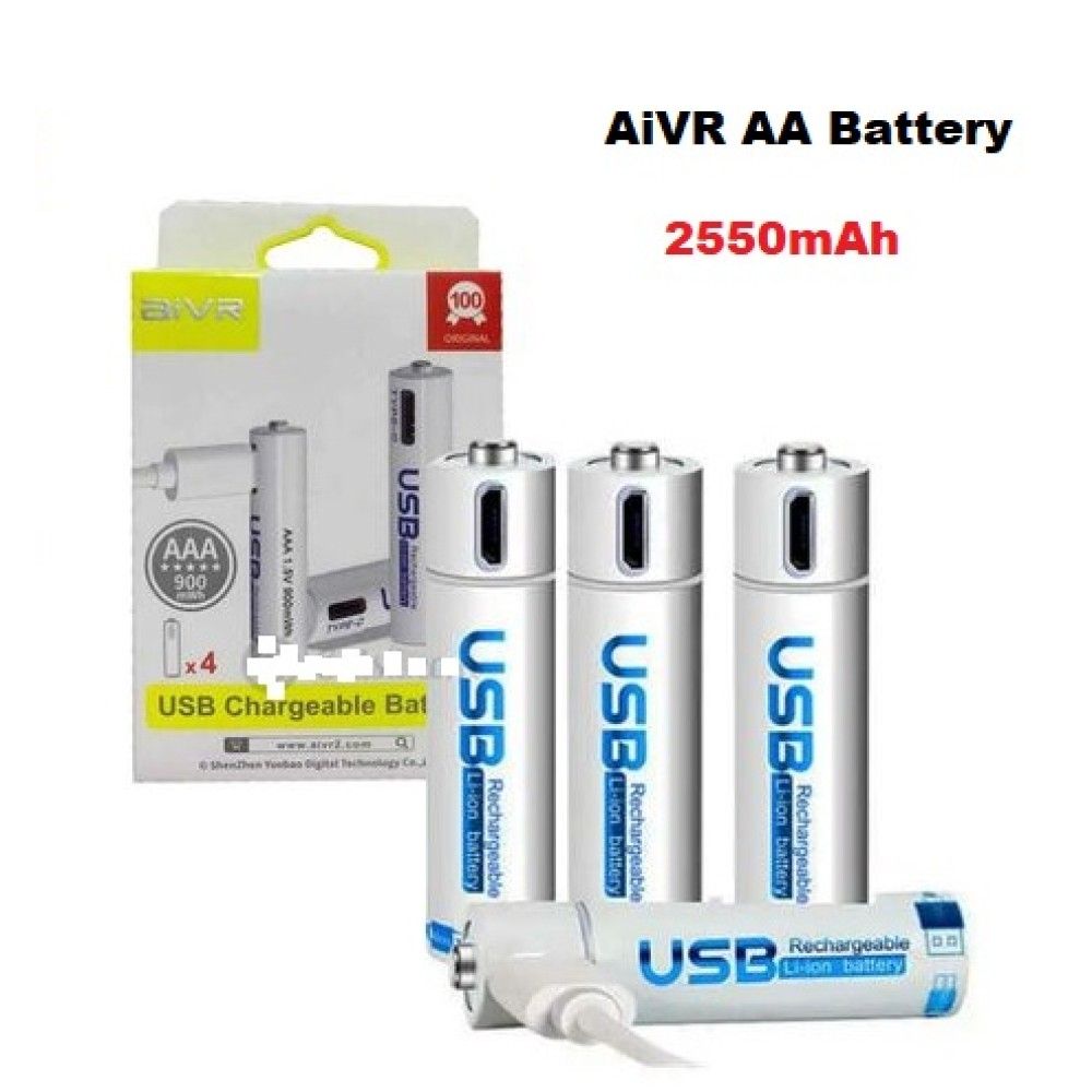 AiVR AA Type-C Batteries 2550mAh USB Rechargeable 4pcs