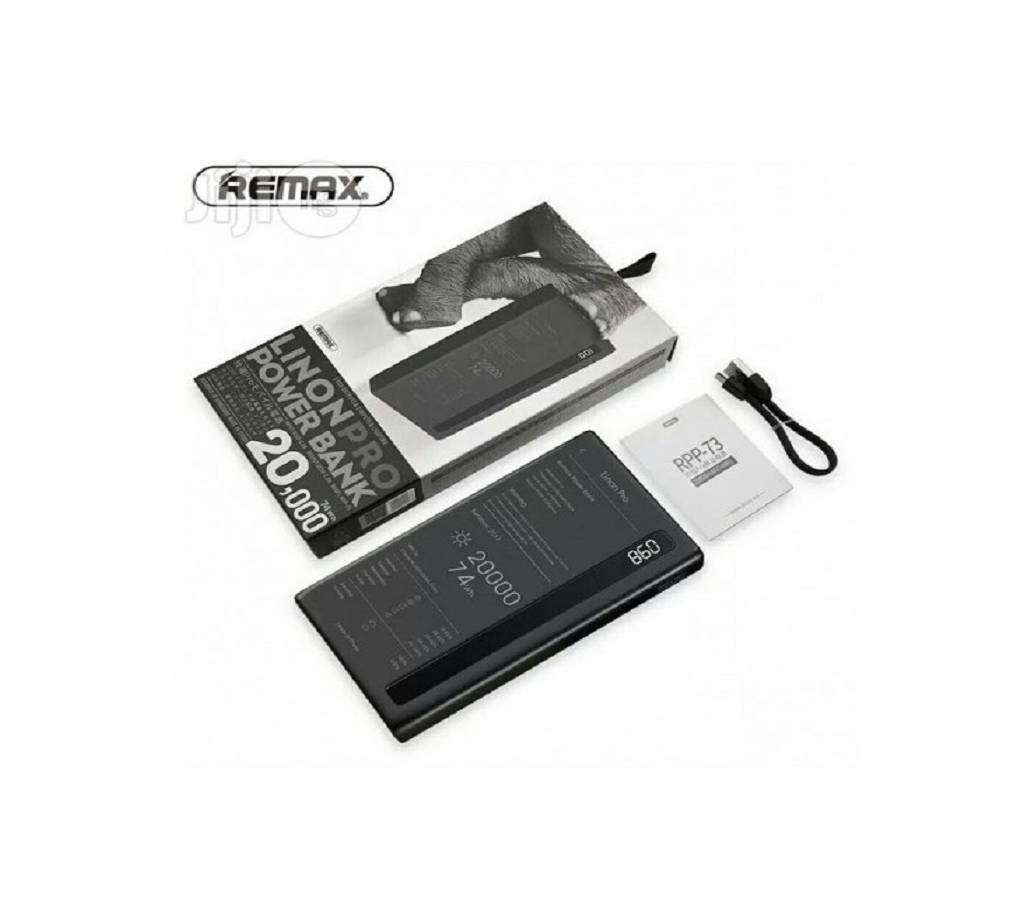 Remax 20000 mAh LINON PRO পাওয়ার ব্যাংক With Dual USB Led Light Black ( Original ) বাংলাদেশ - 1048666