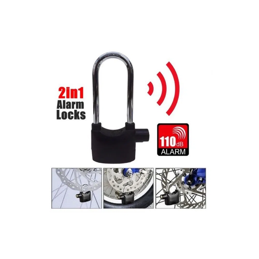 Security Bicycle Alarm Lock Anti-Theft Padlock SIZE Big