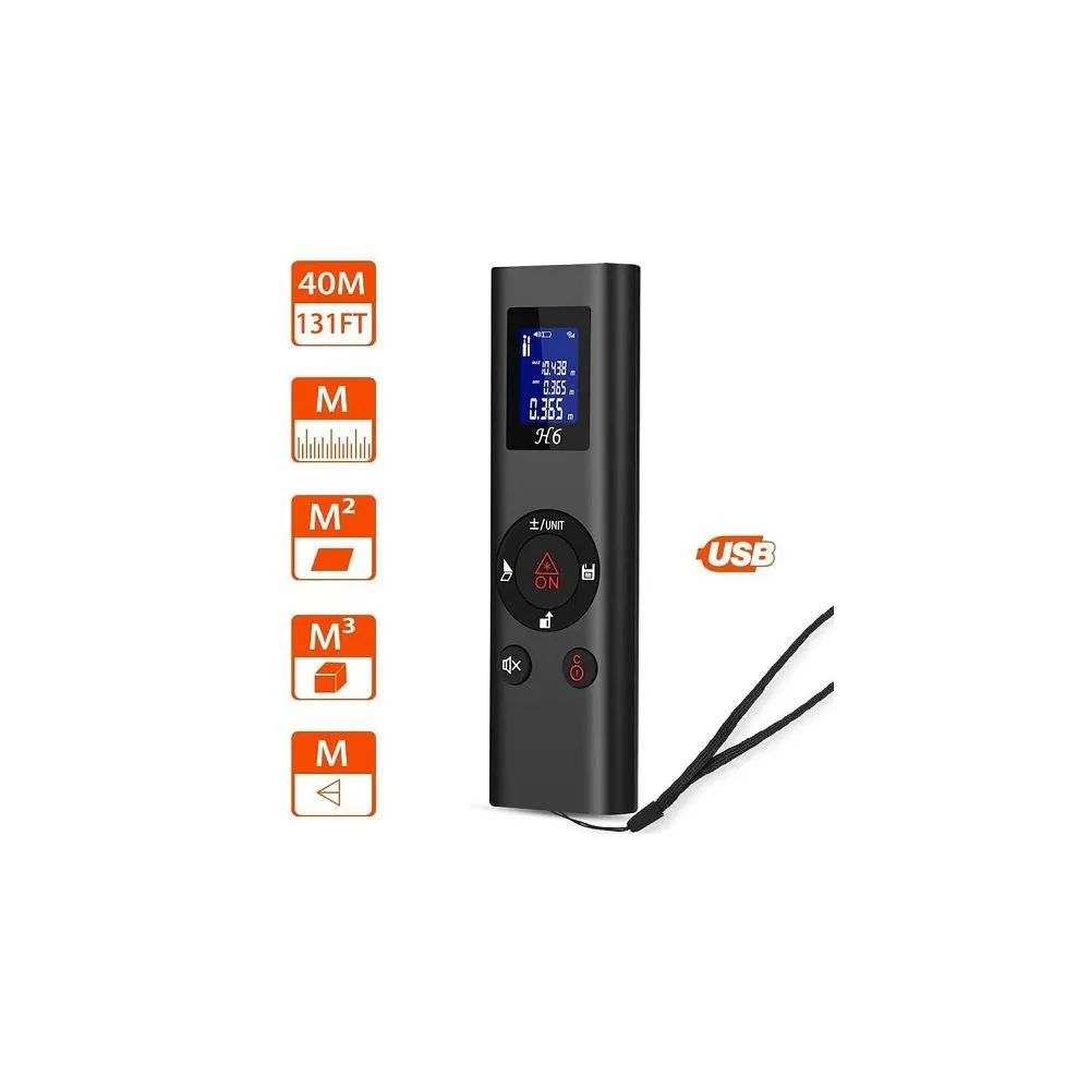 H6 Laser Distance Meter Rechargeable - Black