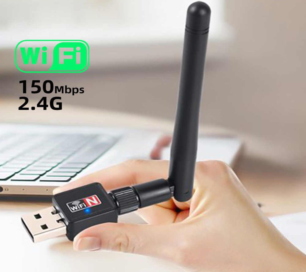 USB  ওয়্যারলেস নেটওয়ার্ক Card 150M WIFI External Hotspot LAN USB Adapter 2db Antenna Receiver Laptop PC Computer Mini Wi-fi Dongle বাংলাদেশ - 1201822