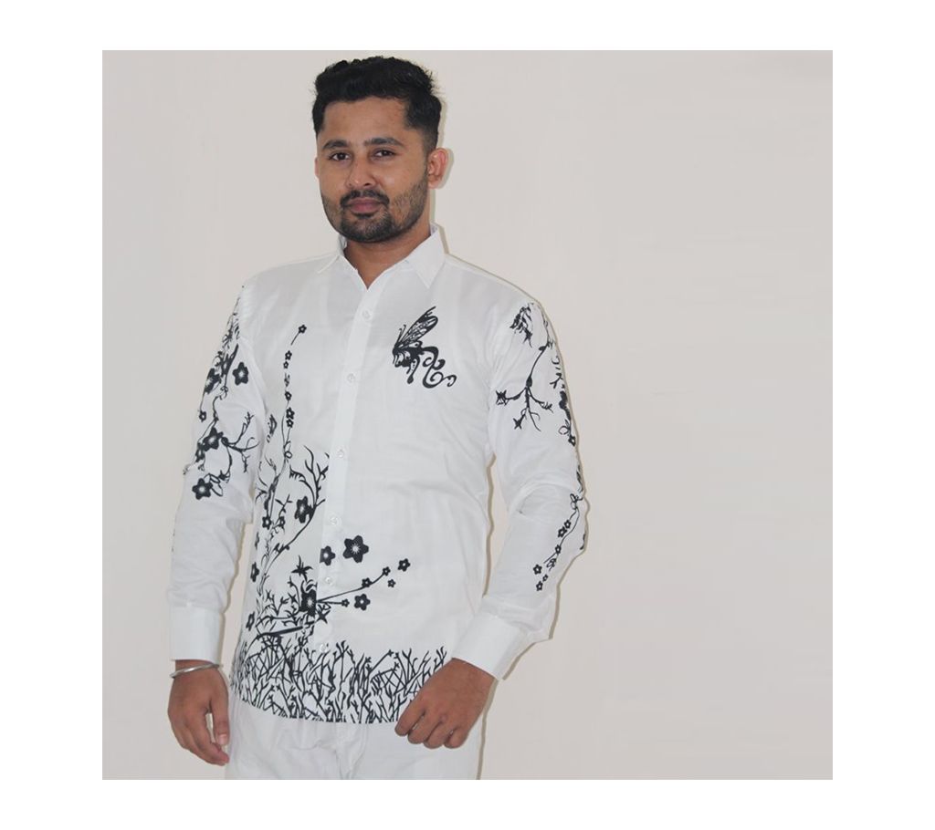 White Printed Casual Shirt For Men বাংলাদেশ - 1098386