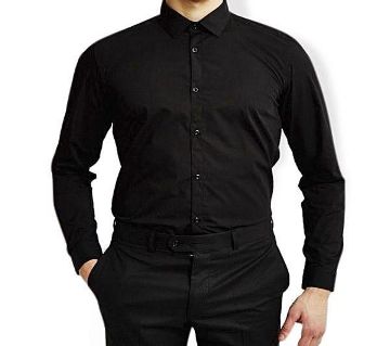 Black Cotton Formal Shirt For Men