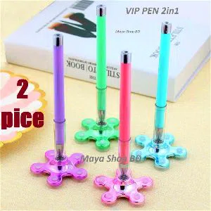 2 Pcs VIP Stand Pen with base - Random Color
