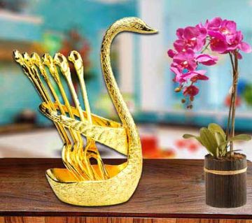Spoon Set With Swan Stand