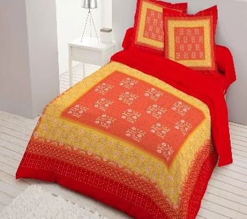 King Size Bed Sheet set-red and yellow 