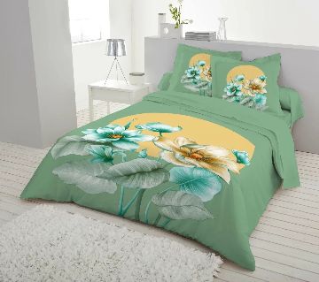 King Size Bed Sheet set with two Pillow Cover -green