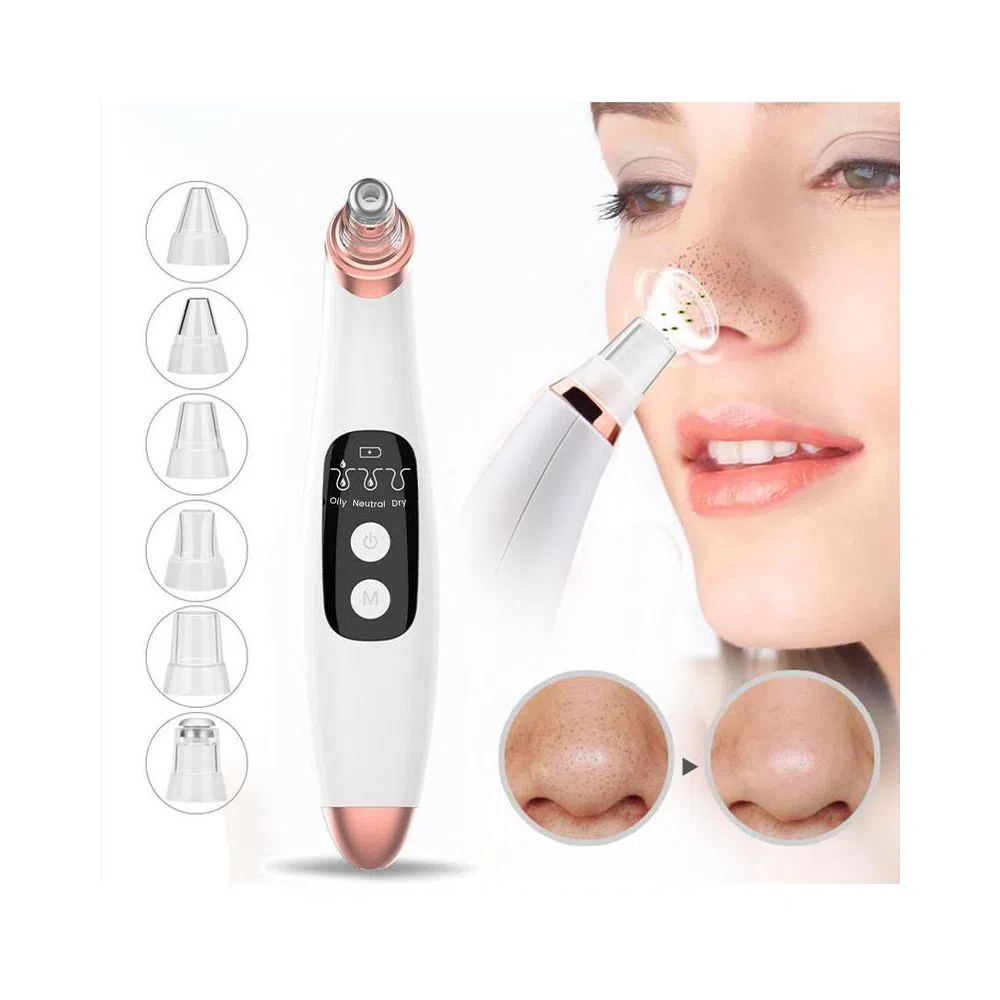 Rechargeable Blackhead Remover Vacuum Pore Cleaner 6 Suction Heads