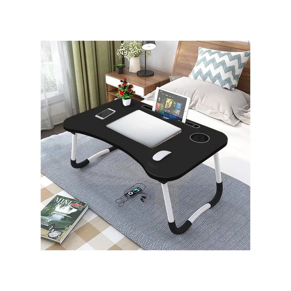 Computer Laptop Desk Small Foldable Multi-Function Bed Desk with Laptop Table - Black