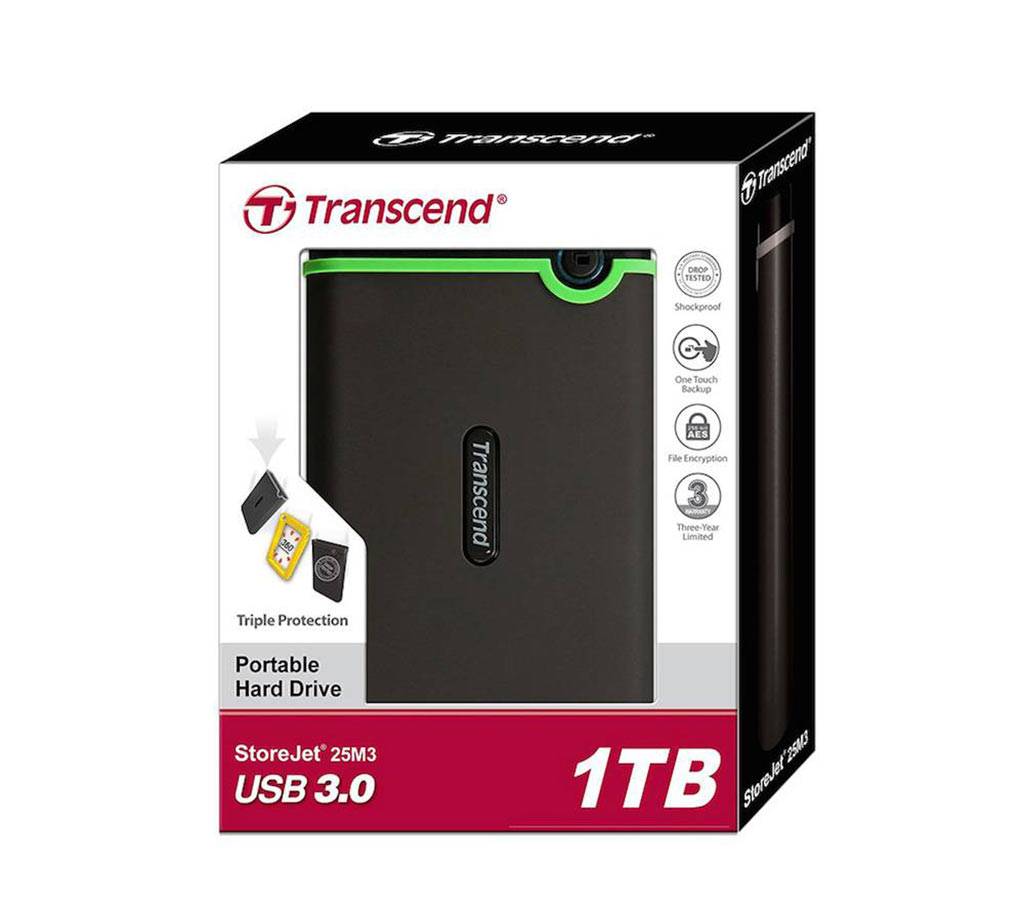 এন্টি-শক 1TB Transcend USB3.0 এক্সটার্নাল HDD বাংলাদেশ - 541667