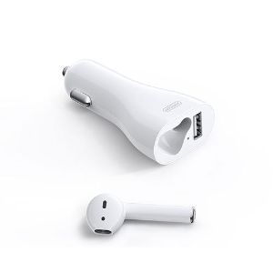Joyroom JR-CP1 Multi-Function Quick Charging Car USB Charger With Wireless Bluetooth V5.0 Earbud