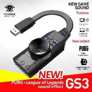 Plextone GS3 Earphone Adapter Virtual 7.1 ChannelUSB Soundcard External Audiocard 3.5mm To USB Gaming Headset FOr PC Laptop