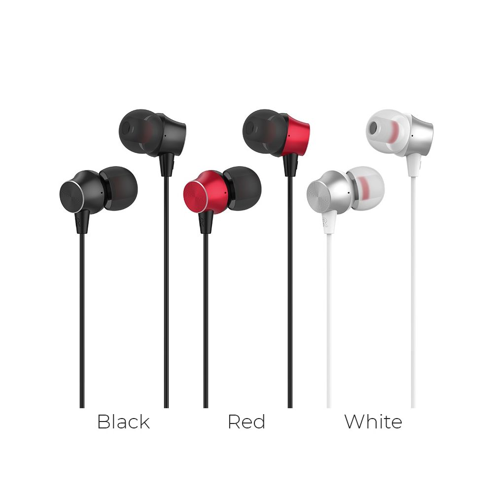 Hoco M51 Proper Sound Series 3.5mm Earphone with Built-In Microphone and High Elastic 1.2m Cable One-Button Operation Control -1 Piece (Random Colour)