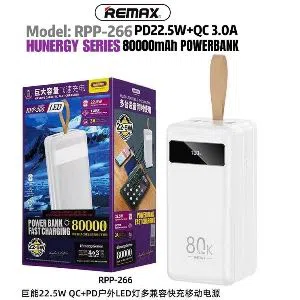 Remax RPP-266 80000mAh Capacity Fast Charging Powerbank 22.5W Output PD 20W