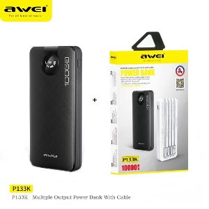 Awei P133K 10000mAh Power Bank with Cable Type-C iP Micro Compatible with iP Android