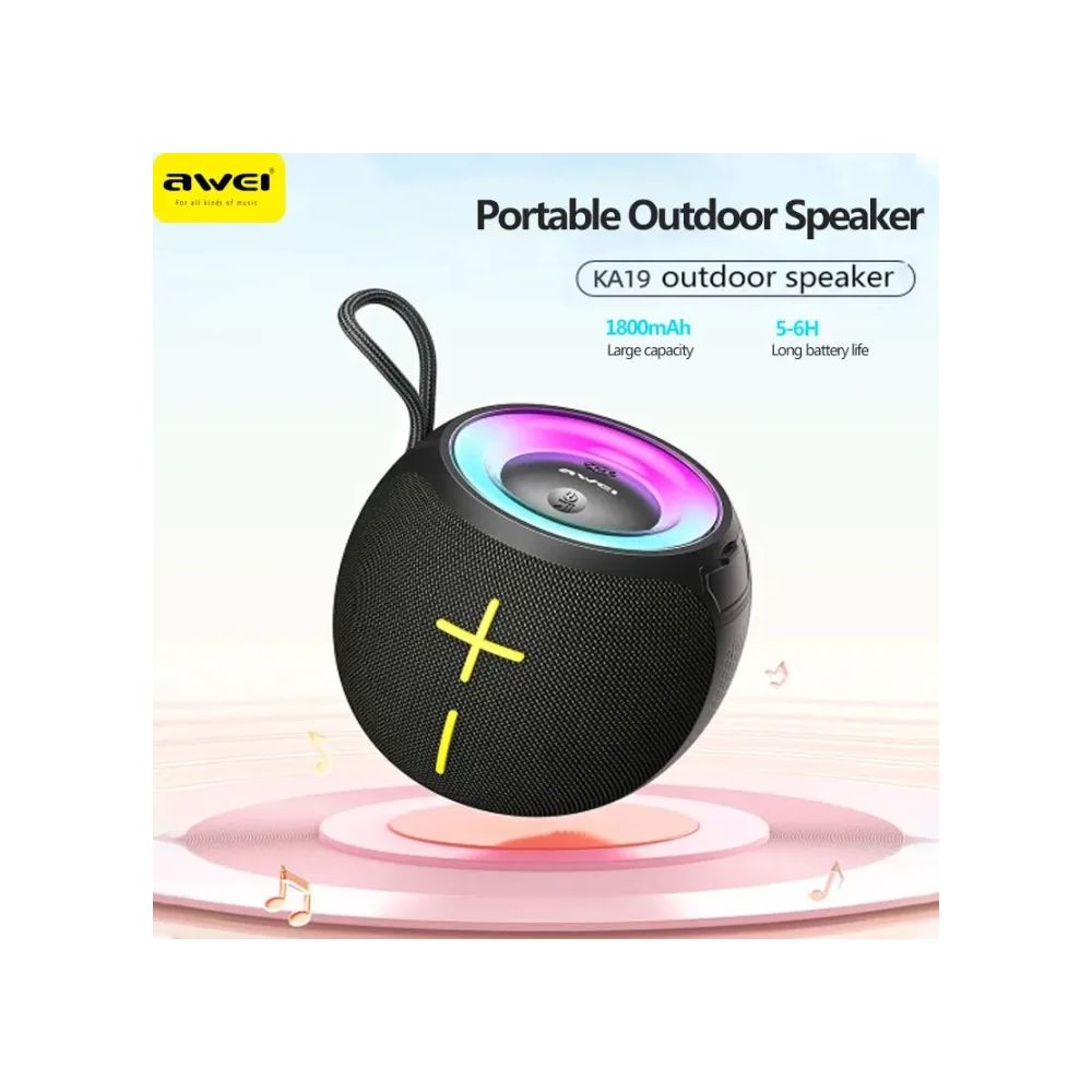 Awei KA19 Portable Bluetooth Speaker 12w Extra High Power Phantom Lighting TWS Interconnected Surround Sound Effect Speakers for Home Outdoors