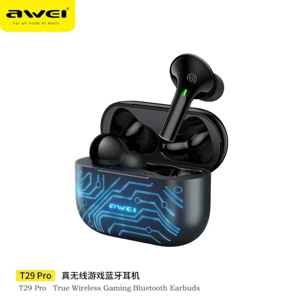 Awei T29 Pro TWS Wireless Gaming Earbuds Touchscreen RGB Stereo In-ear Sports Headset