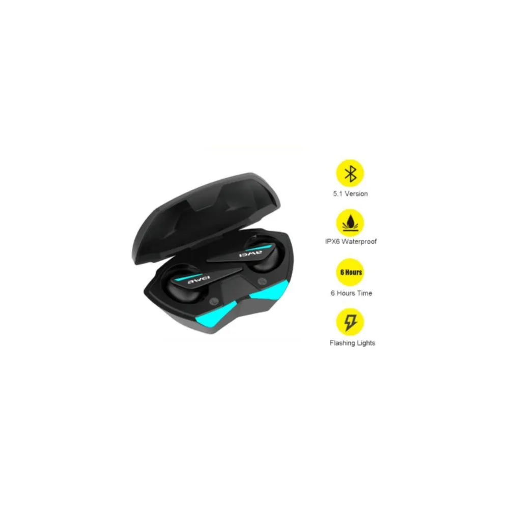 Awei T23 TWS Gaming True Wireless Gaming Bluetooth Headset with Cool Breathing Light