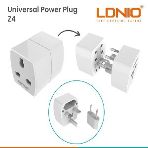 LDNIO Z4 Universal Plug Adapter 6AMAX Concise Fashion - Lightweight ABS V0 Travel Adapter with Silkworm Wing Design for World Travel 
