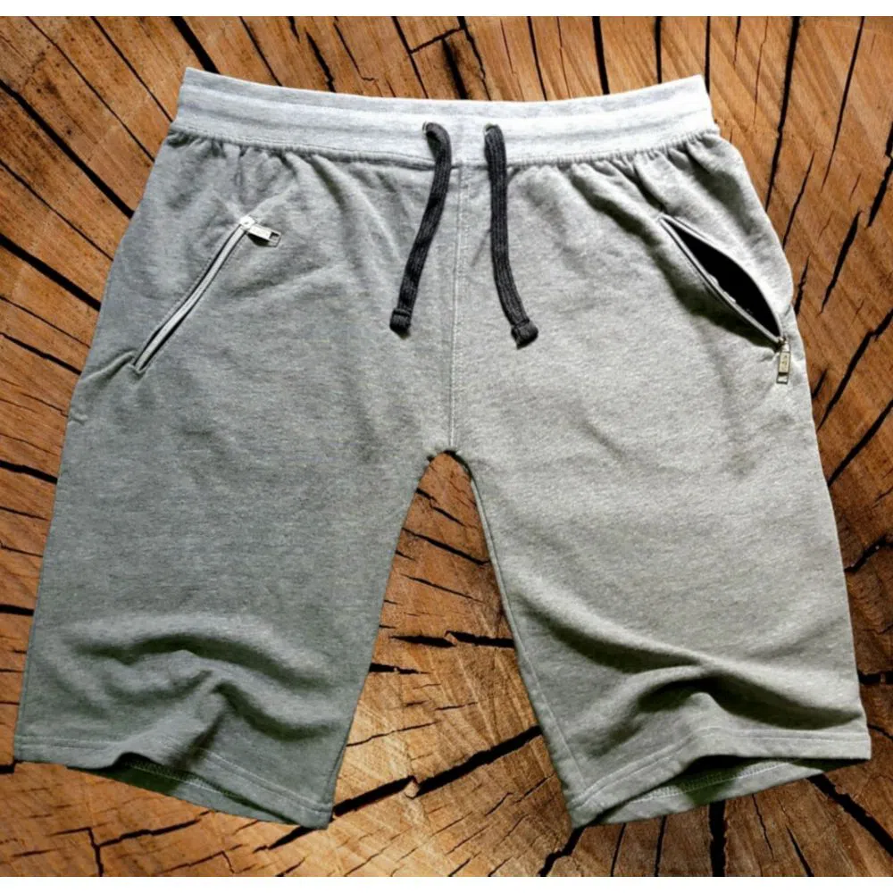 Mens Stretchable Regular-fit Knit Cotton, Ash Two-quarter Sweat Shorts.