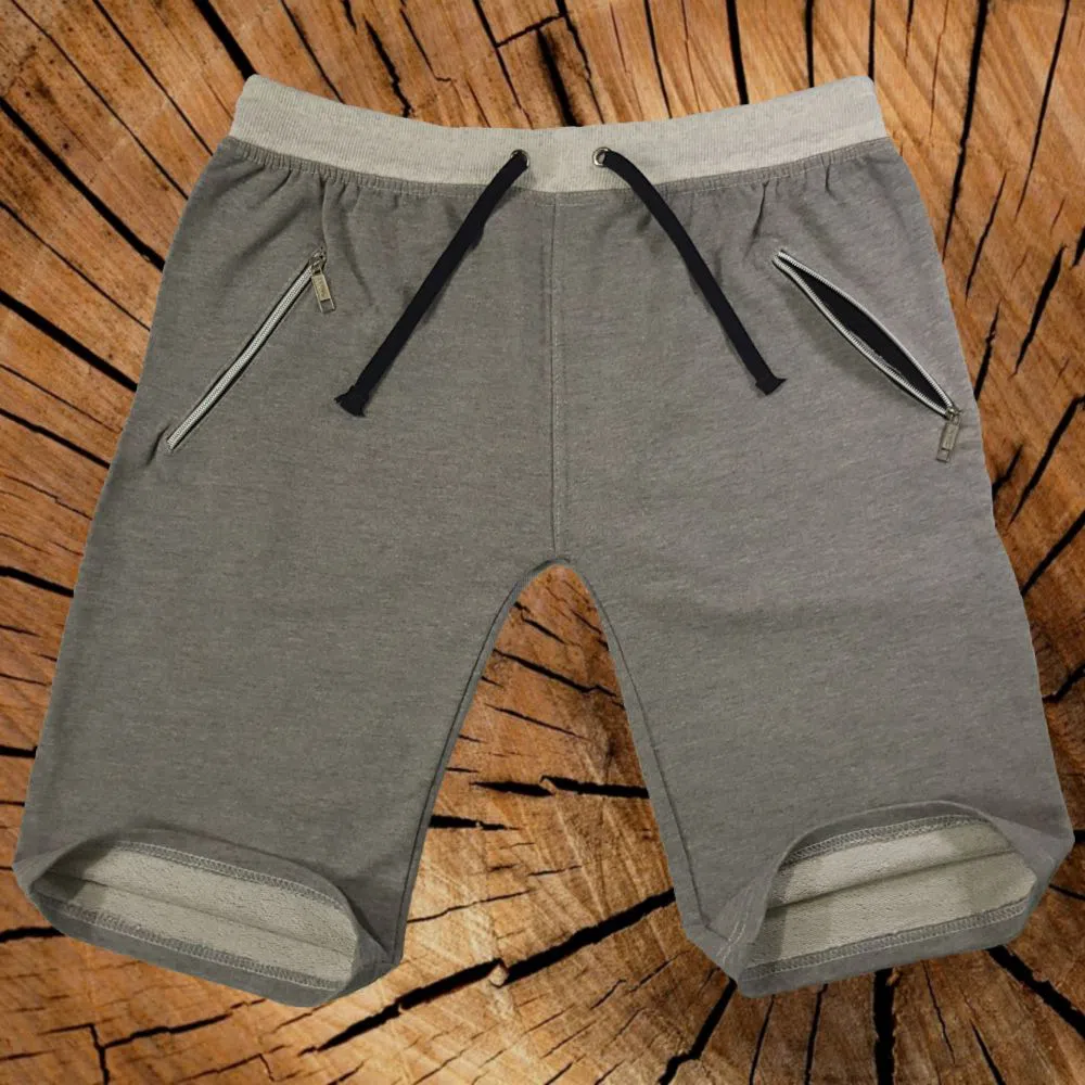 Mens stretchable regular-fit knit cotton, Deep ash two-quarter sweat shorts.