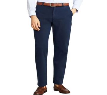 Mens Slim-Fit Pure-Cotton Long Twill Pant