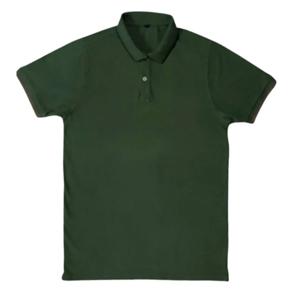 Mens Regular-fit Stretchable Pique Cotton Fabrics, Perfect Green Traditional-neck Half-sleeve Polo T-shirt