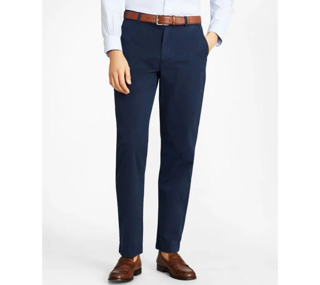 Mens Slim-Fit Pure-Cotton Long Twill Pant