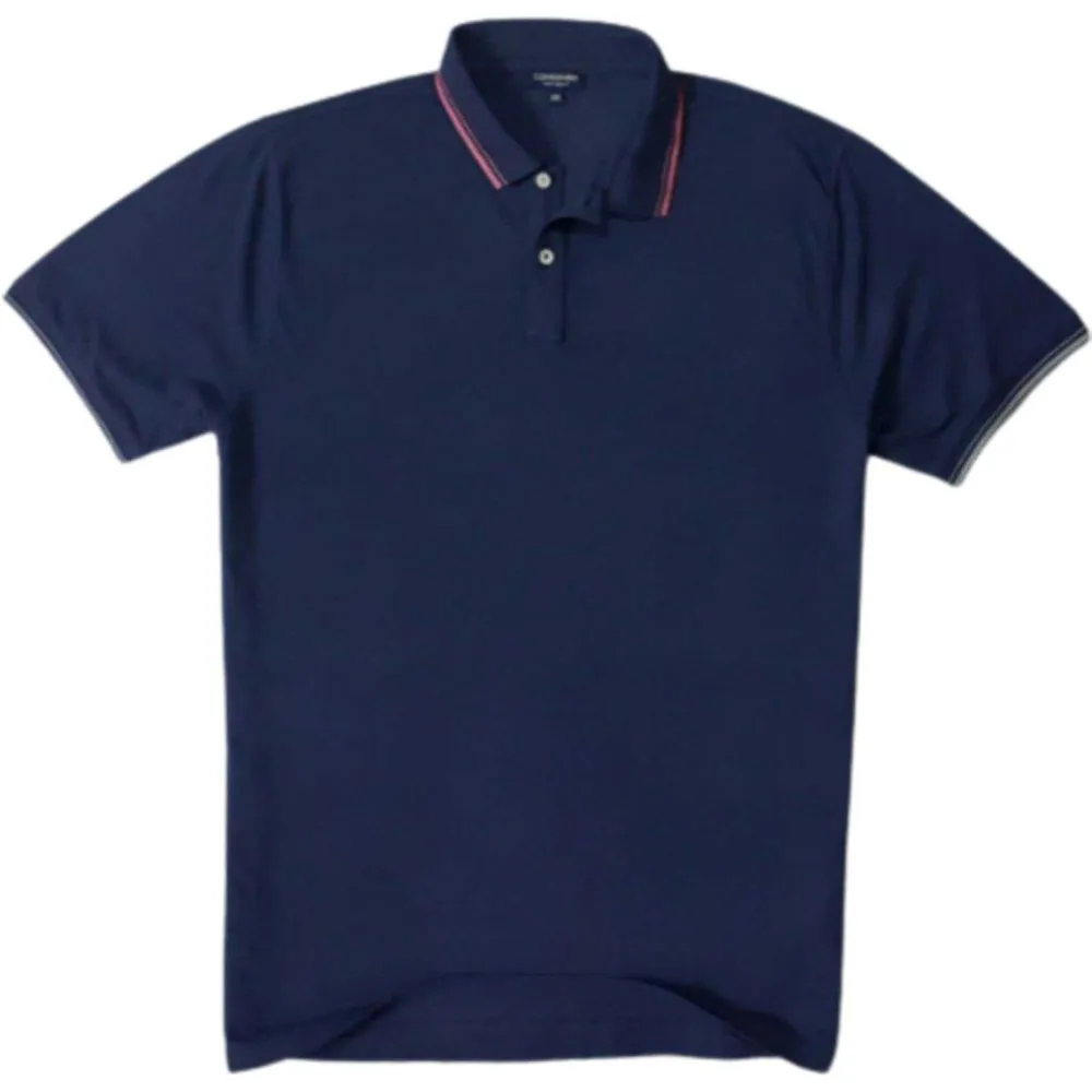 Mens Regular-fit Stretchable Pique Cotton Fabrics, Dark Blue Traditional-neck Half-sleeve Polo T-shirt.