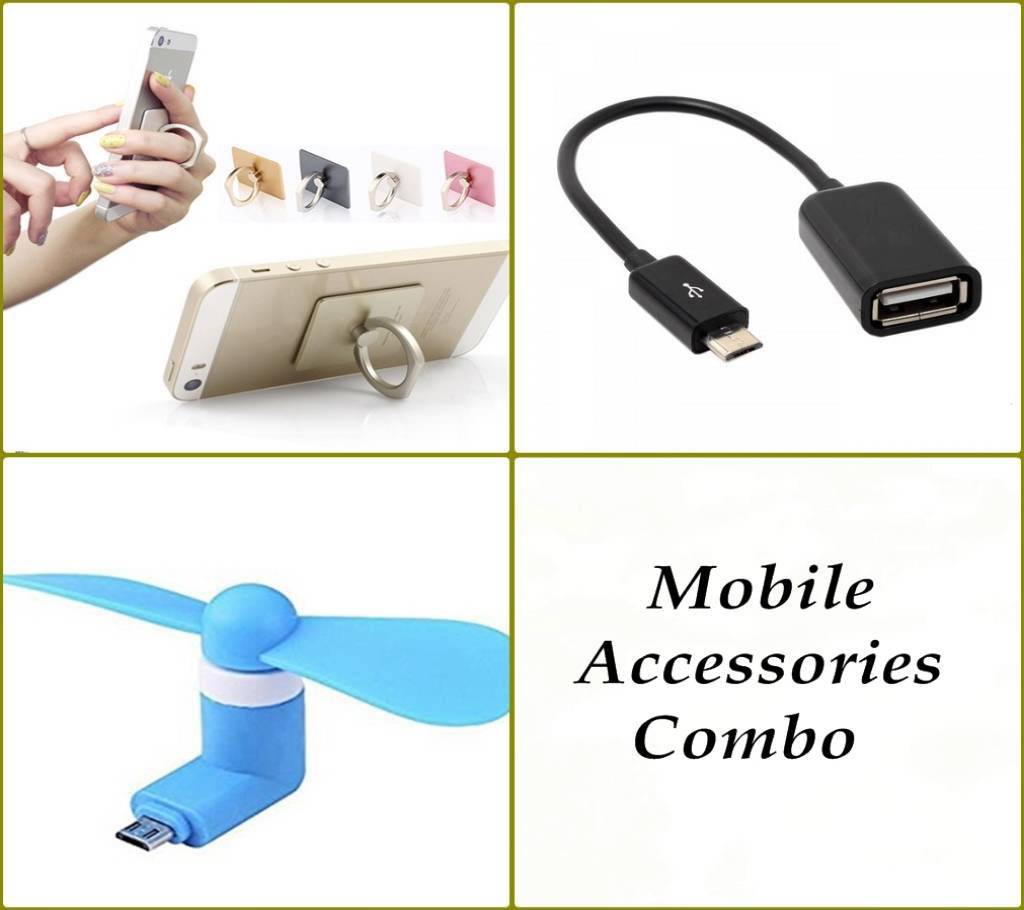 USB Fan, OTG Converter & Mobile Ring stand Combo বাংলাদেশ - 696108