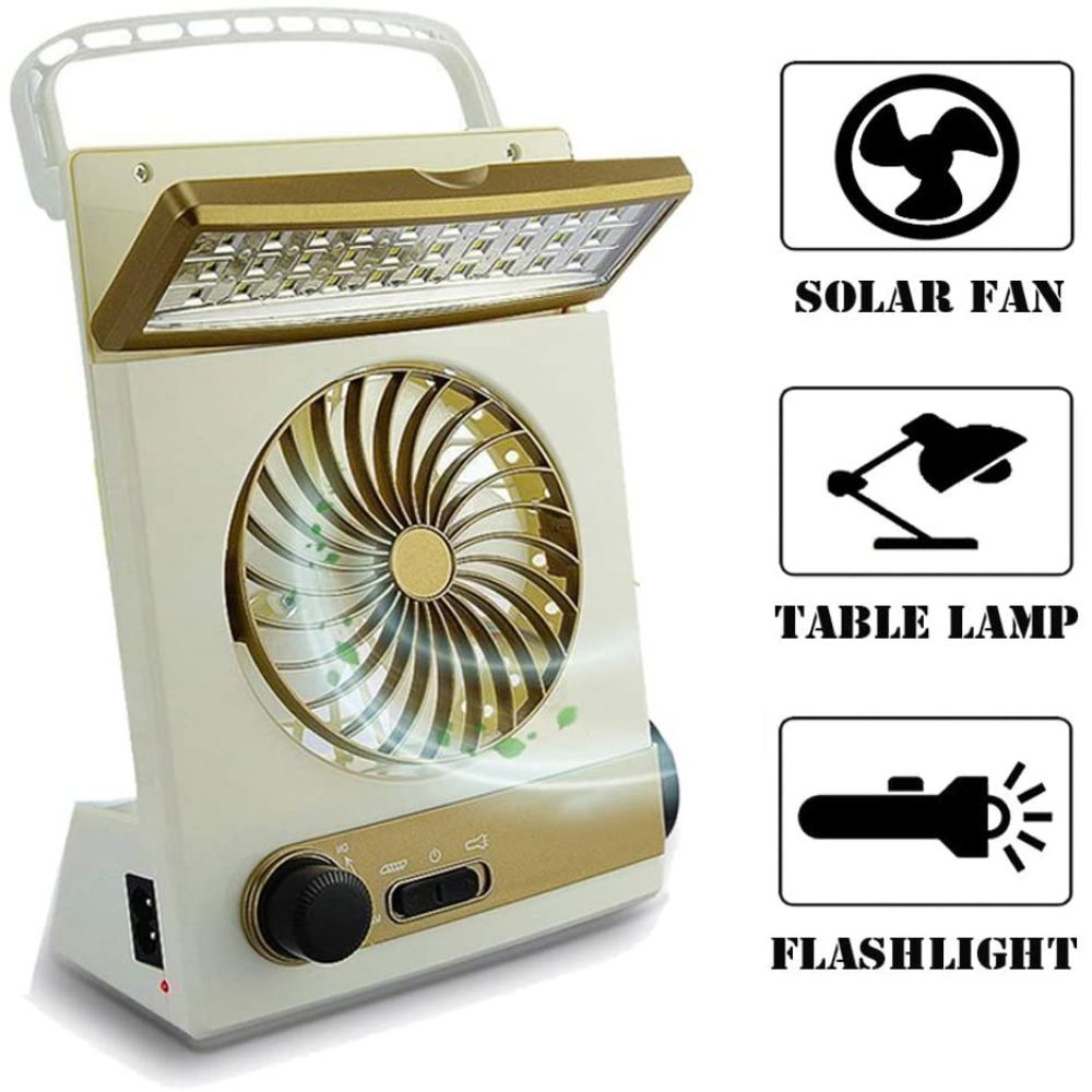 Portable LED Outdoor Solar Lights Solar Fan Camping Fan Cooling Table Fans 4 in 1 Multi-Function With Eye-Care LED Table Lamp Flash-light Torch Solar 