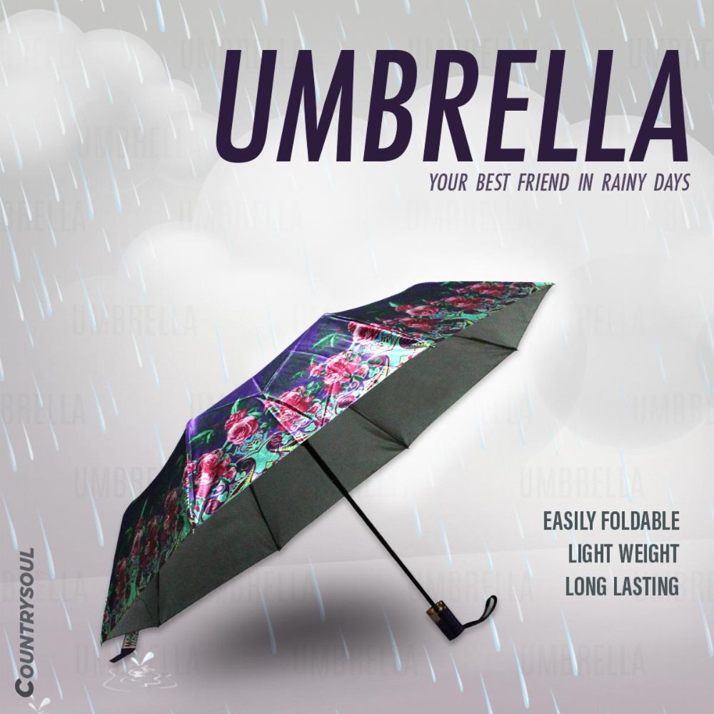 1 Pc Colorful, Stylish & Fashionable Auto Open Umbrella For Men, Women, Girls, & Boys