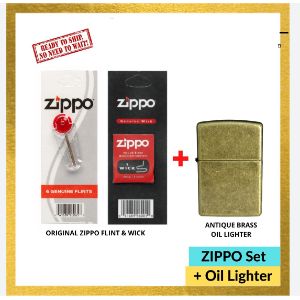 ZIPPO (Copy) Set (Flints 6pcs + Wick 1pc) Windproof Oil Lighter Kerosene