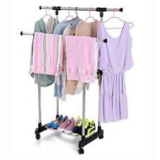 Folding Double Clothes and Shoe Rack