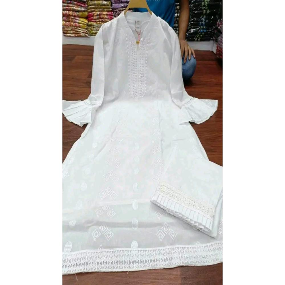 Original Indian Readymade Chikankari 2 Piece Dress Set