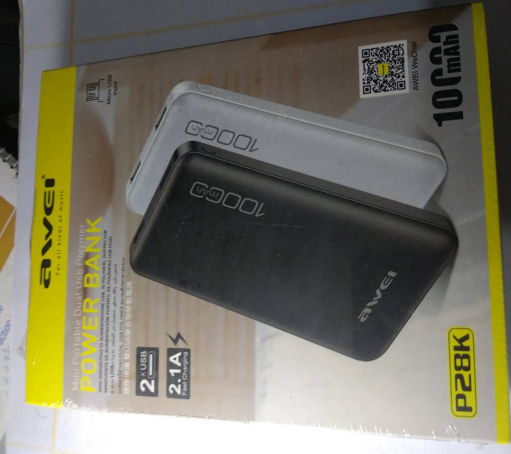Awei P28K 10000mAh সুপার ফাস্ট চার্জিং  2 USB Port পাওয়ার ব্যাংক বাংলাদেশ - 1026146