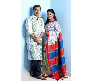 Boishakhi cotton sharee+ dhupiyan silk punjabi combo offer 