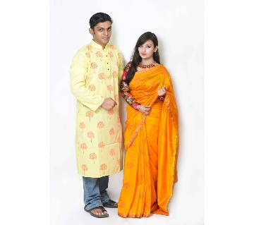 Semi long punjabi+half silk sharee combo