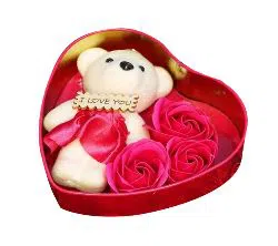 Heart-Shaped Red Box with Teddy and Roses Valentine Day Best Love Gift for Girlfriend4
