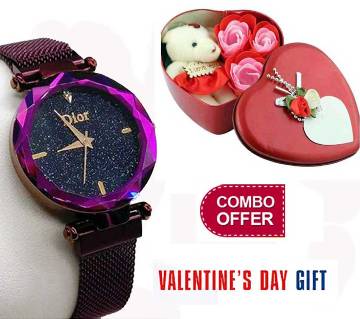 valentines day gifts for her Combo of magnet Watch and Sweet love Heart Gift Box for women