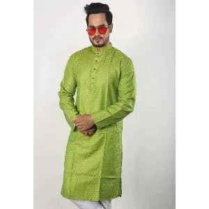 Silk Cotton Panjabi for Men - Green