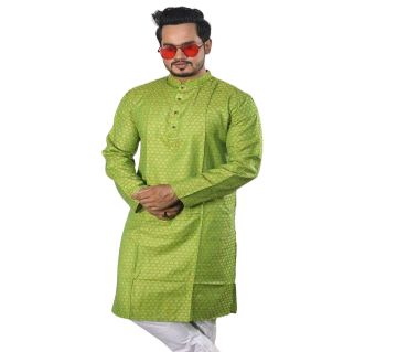 Silk Cotton Panjabi for Men - Green