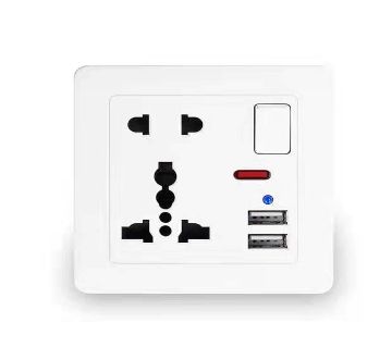 6 pin wall power socket and 2 USB Port for mobile charging