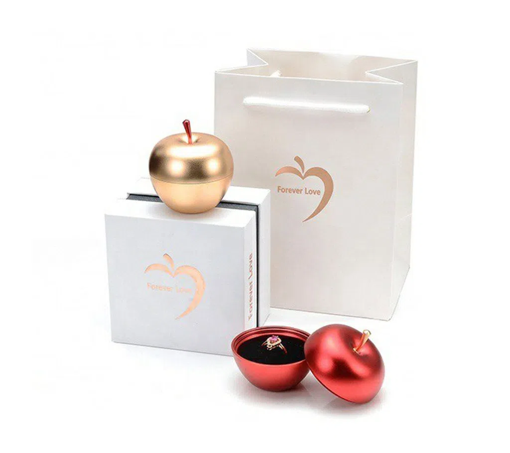 Titanium Alloy For ever Love Apple shape Pendent and ring Box