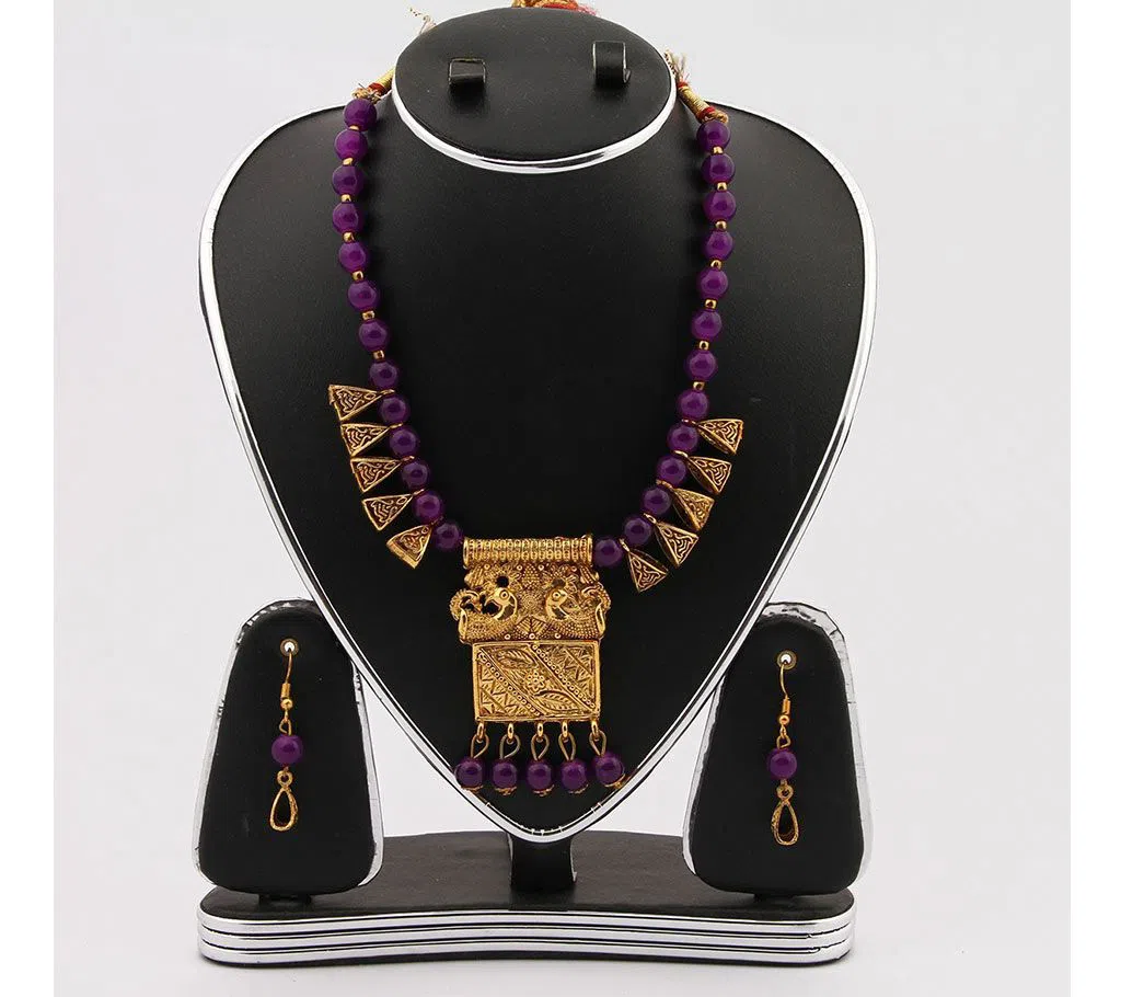 Indian Multi Color Metal And Stone Jewellery Set For Women
