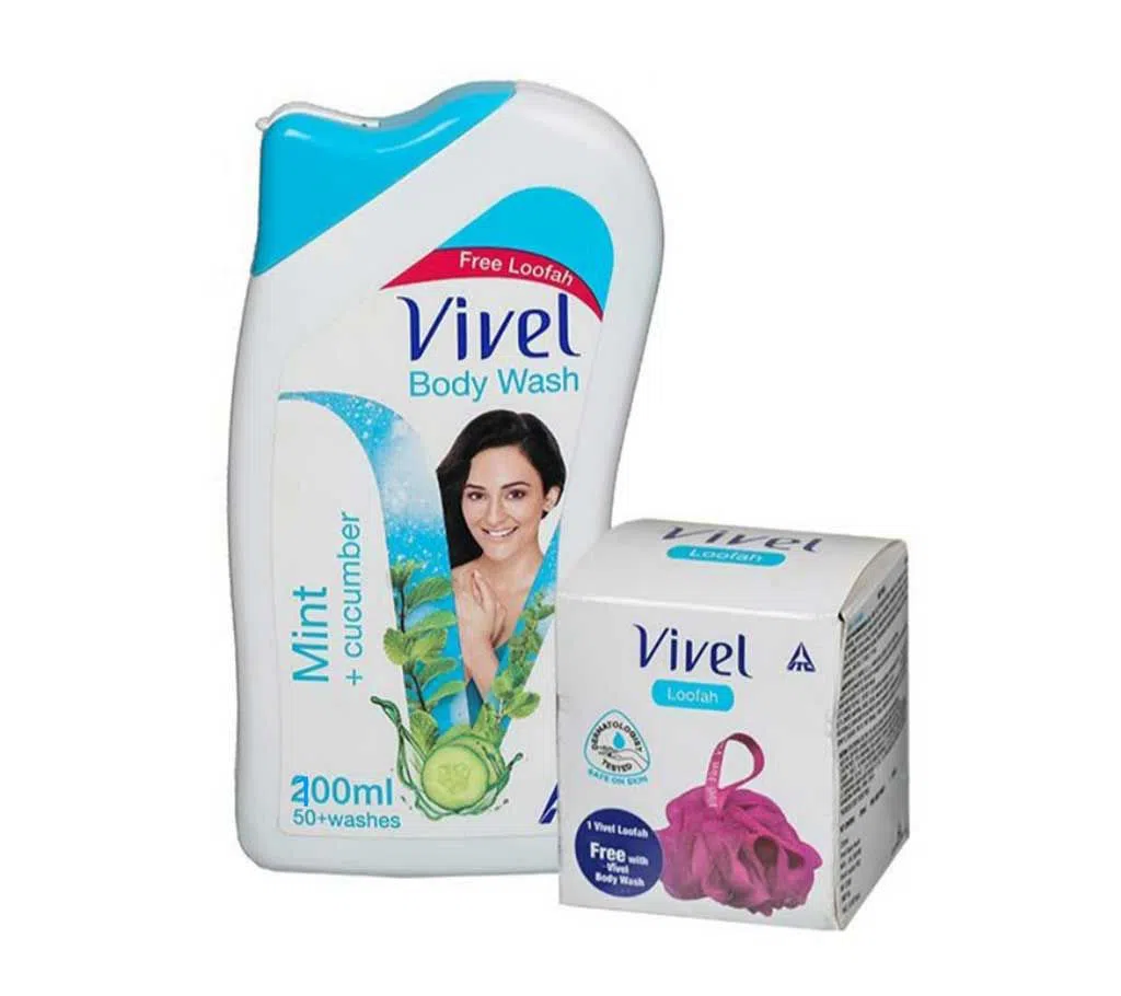 Vivel Mint Cucumber Body Wash (Free Loofah) 200 ml